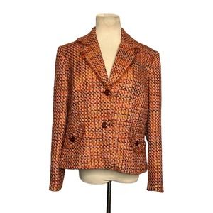 Requirements orange pink woven Fall Blazer size 14P
